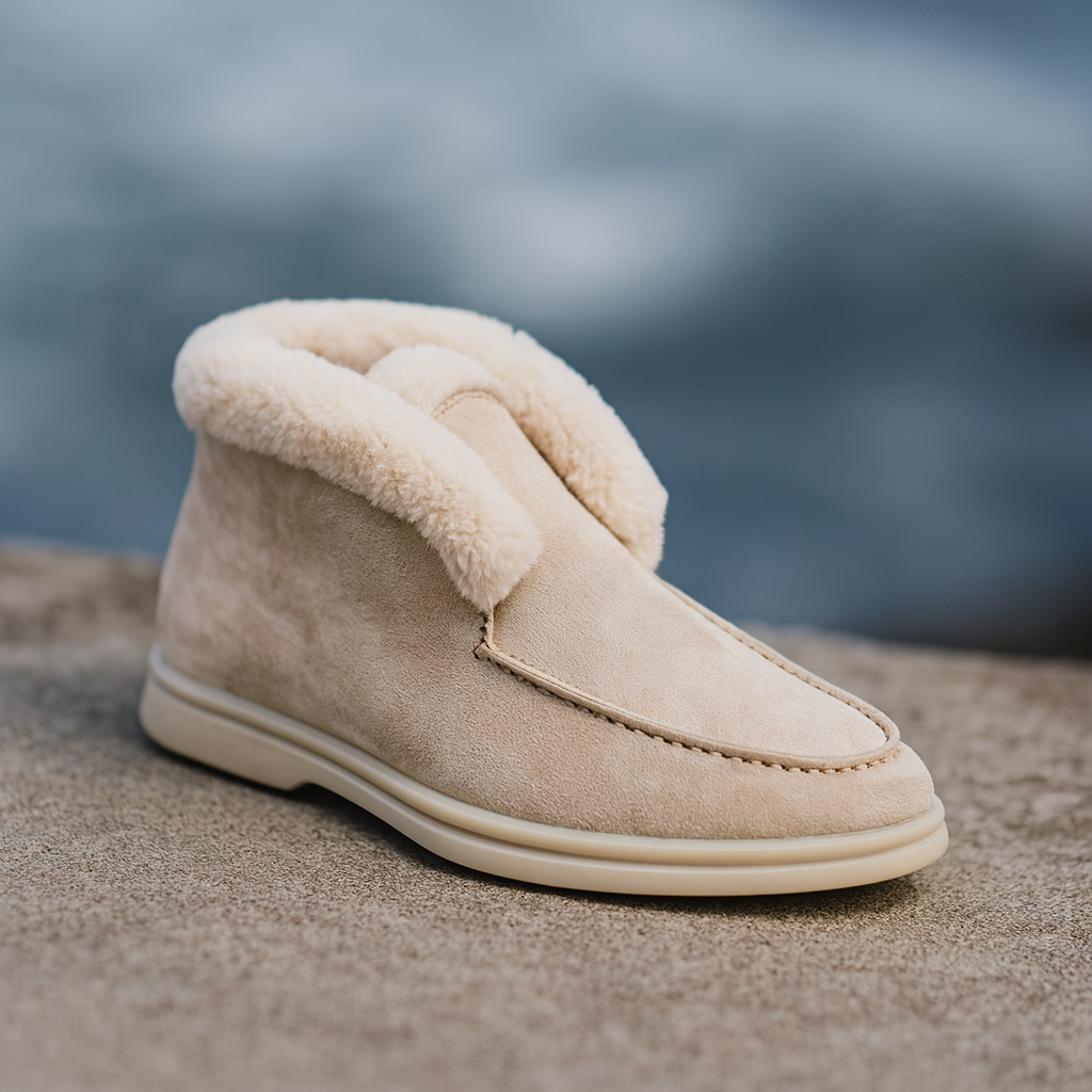 Bottines à enfiler pour femmes en daim doublées de polaire