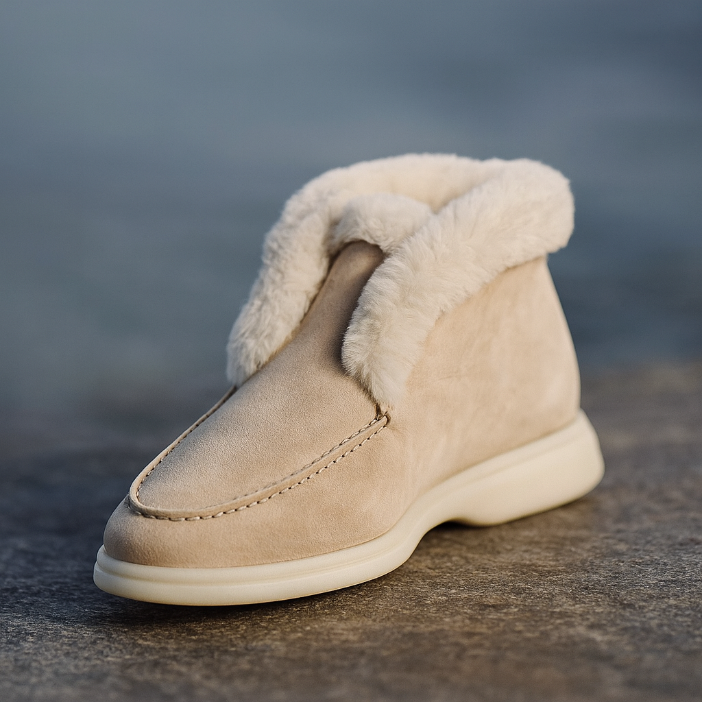 Bottines à enfiler pour femmes en daim doublées de polaire