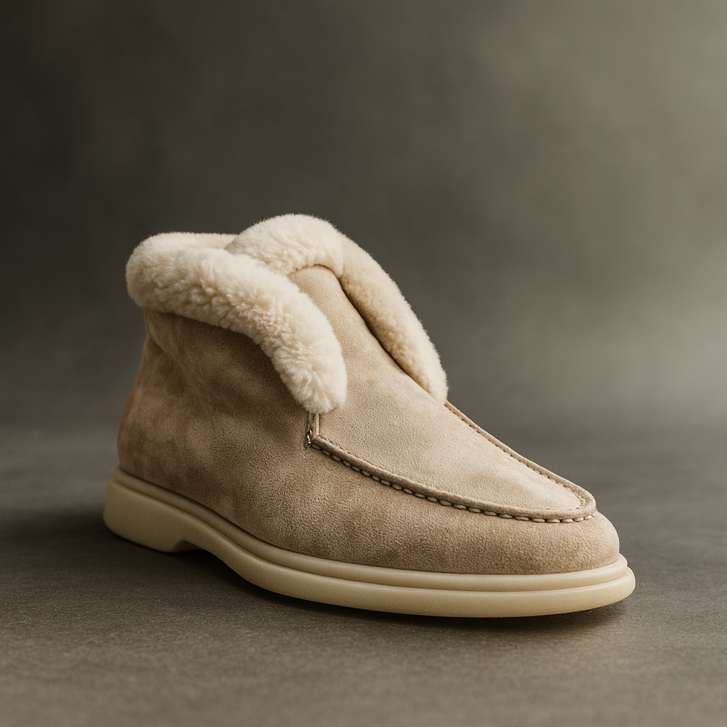 Bottines à enfiler pour femmes en daim doublées de polaire