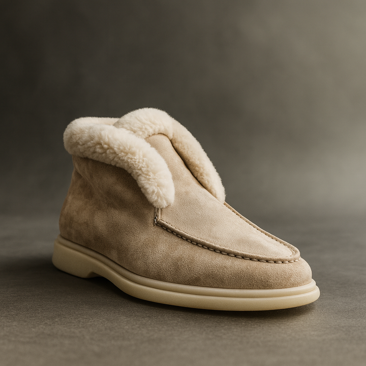 Bottines à enfiler pour femmes en daim doublées de polaire
