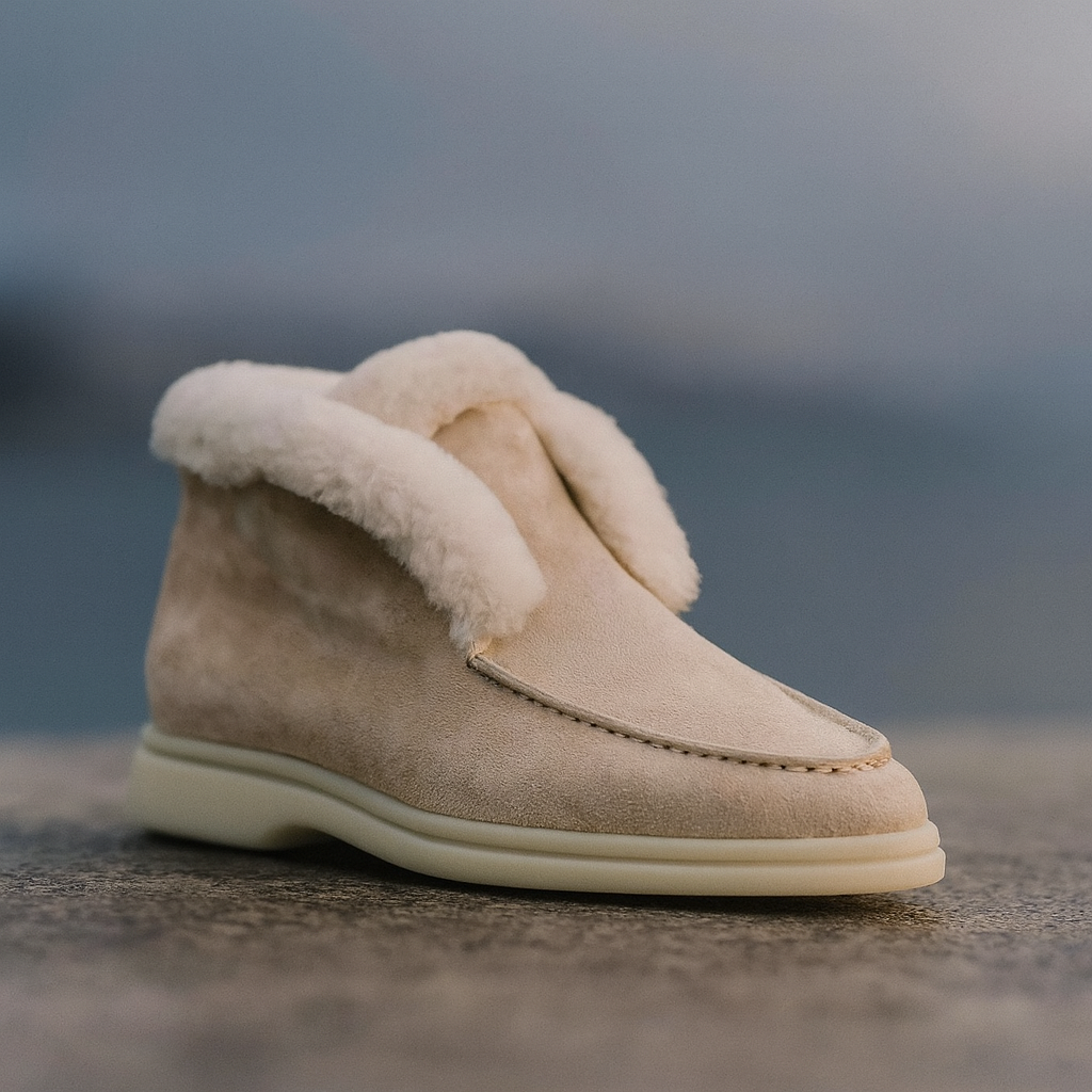 Bottines à enfiler pour femmes en daim doublées de polaire