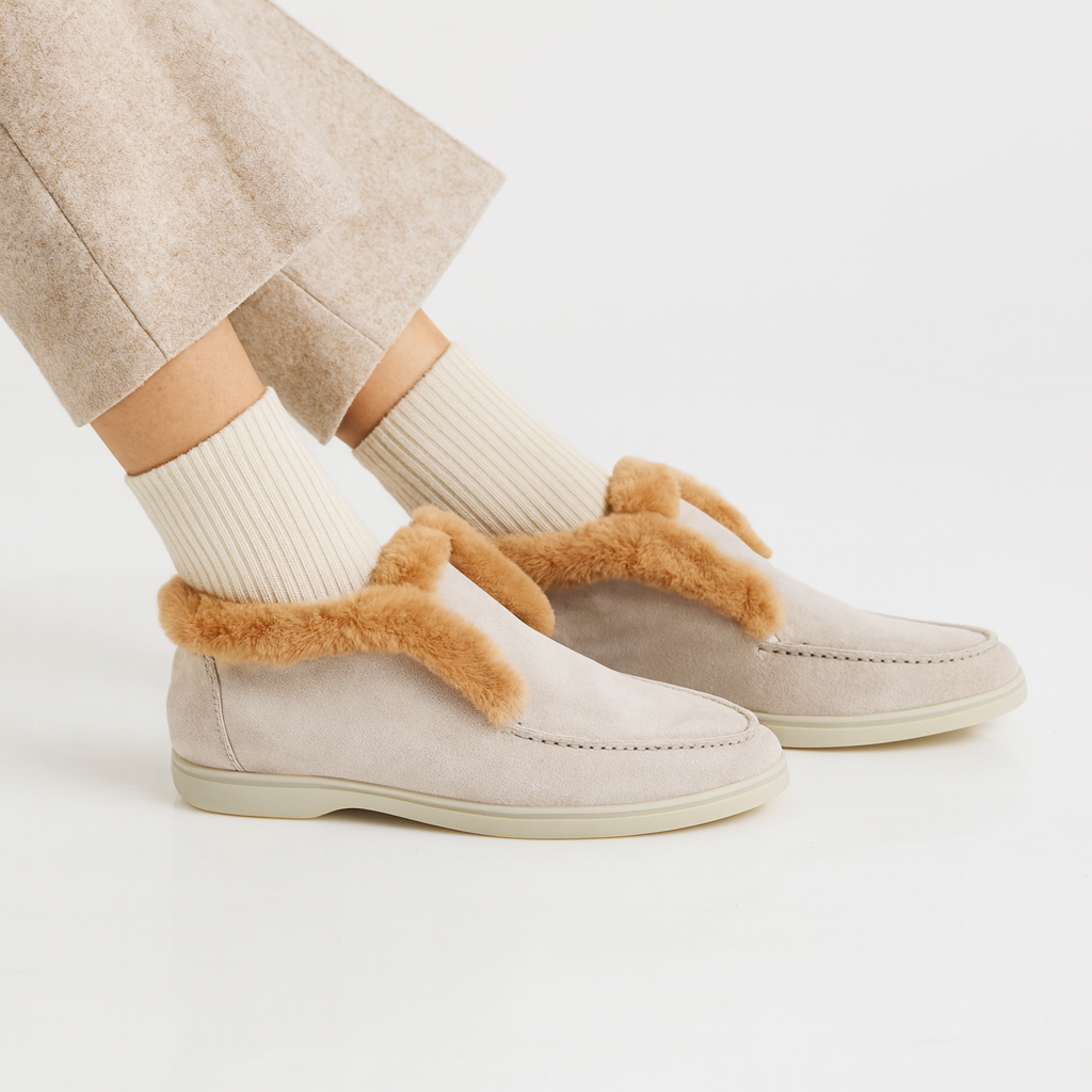 Bottines à enfiler pour femmes en daim doublées de polaire