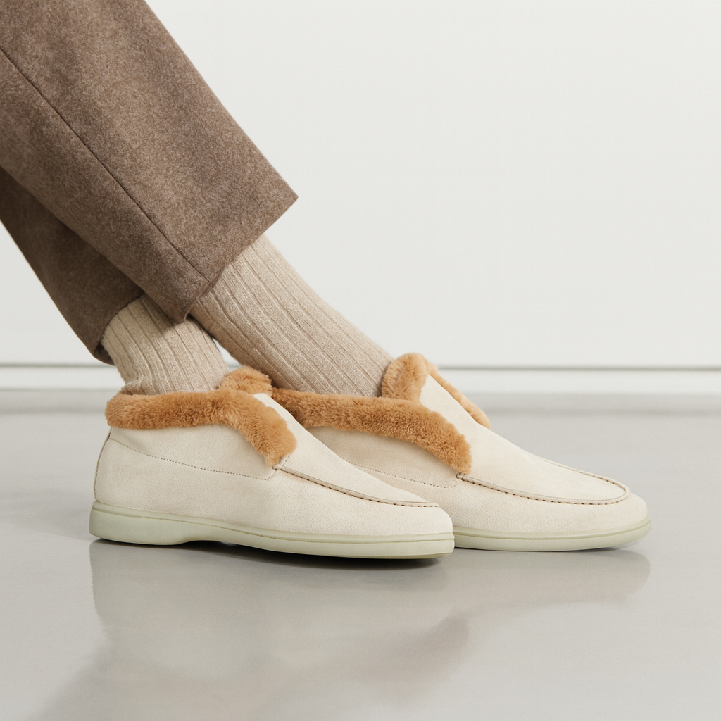 Bottines à enfiler pour femmes en daim doublées de polaire