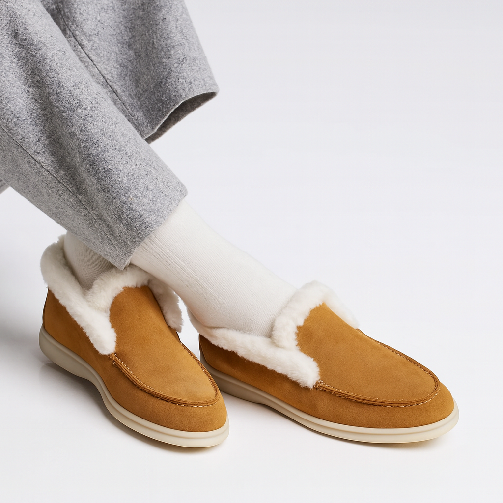 Bottines à enfiler pour femmes en daim doublées de polaire