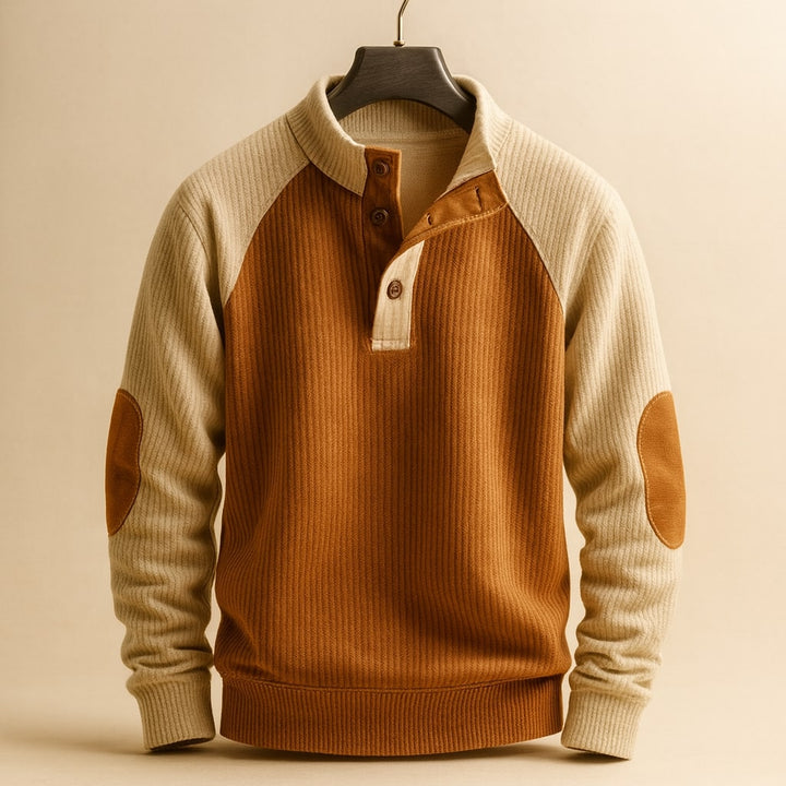 Men's Knit Raglan Pullover Henley Sweater