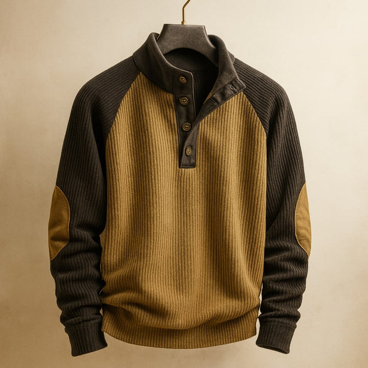 Men's Knit Raglan Pullover Henley Sweater