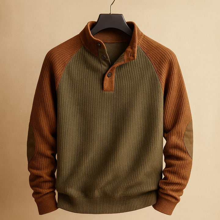 Men's Knit Raglan Pullover Henley Sweater