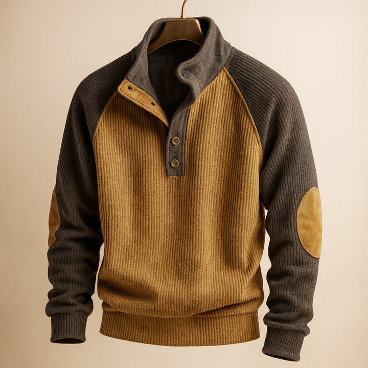 Men's Knit Raglan Pullover Henley Sweater