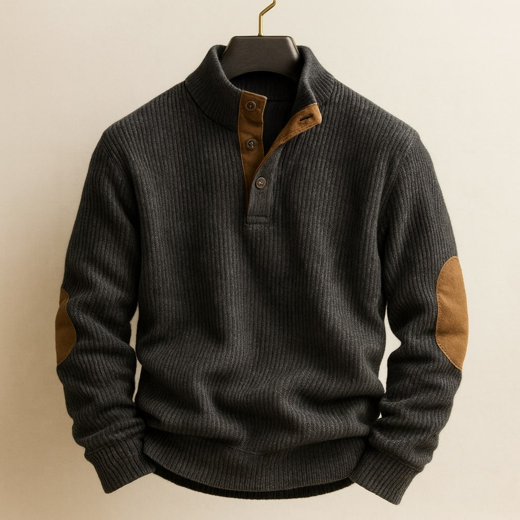 Men's Knit Raglan Pullover Henley Sweater