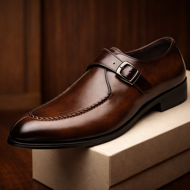 Men's Leather Single Monk Shoes