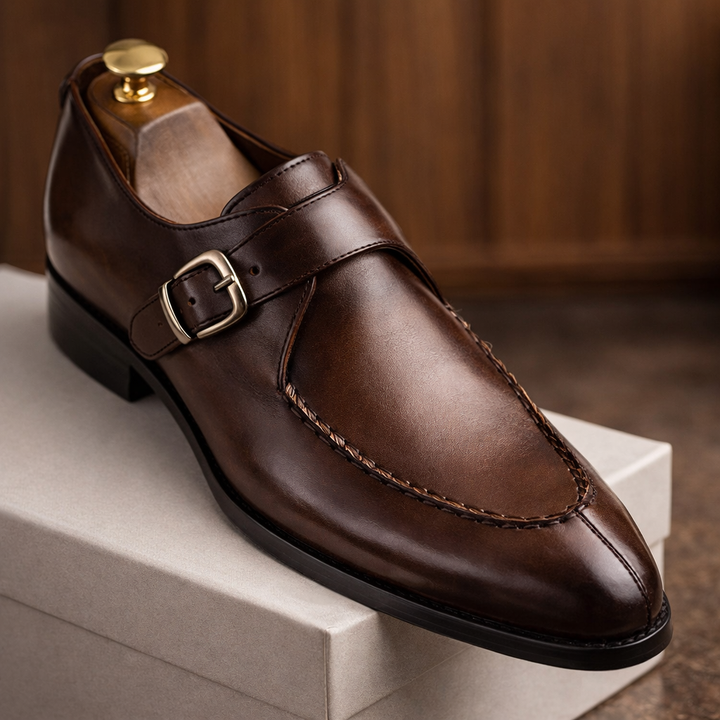 Men's Leather Single Monk Shoes