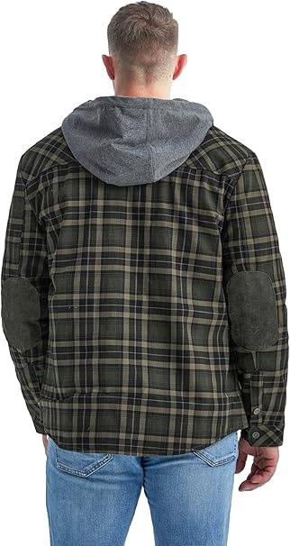 Men's Fleece Lined Hooded Flannel Shirt Jacket