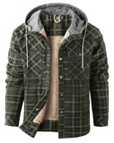 Men's Fleece Lined Hooded Flannel Shirt Jacket
