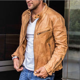 Men's Genuine Leather Slim Fit Biker Jacket