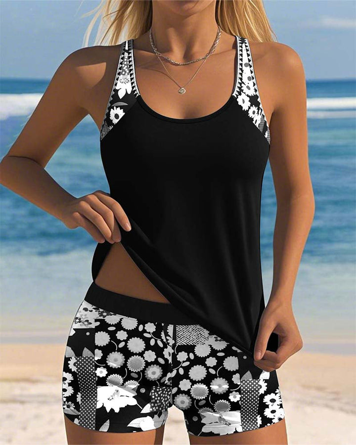 Women’s Knit Floral Sleeveless Tank & Shorts Set