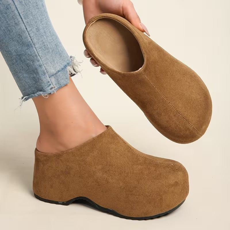 Women’s Leather Arch-Support Platform Clog Shoes