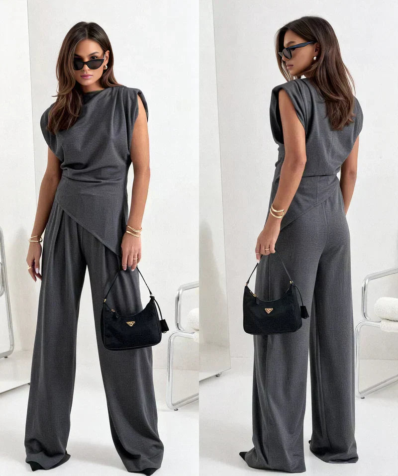 Women's Silk Two Piece Wide Leg Trouser Set Luxury Evening Co-ord