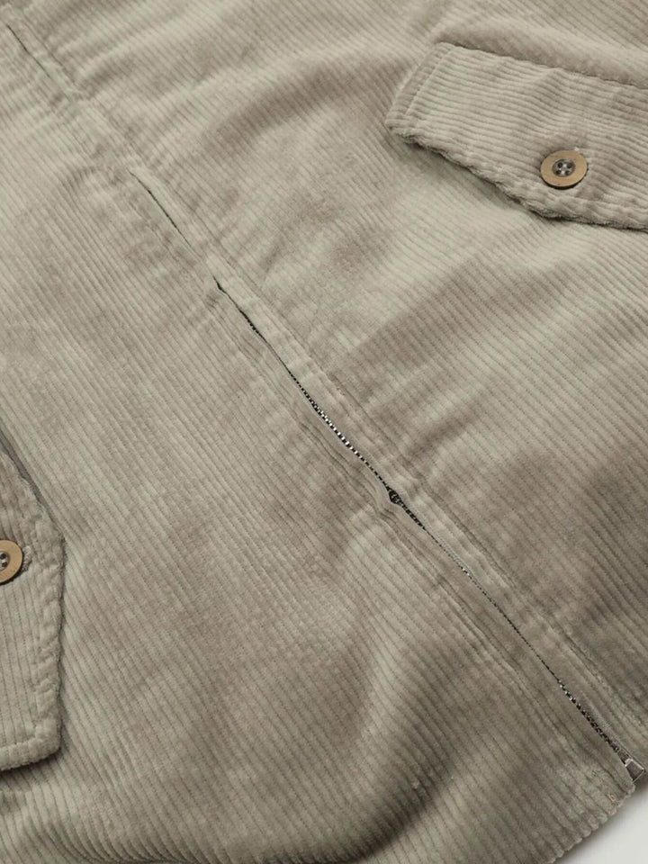 Men's Fleece Corduroy Harrington Bomber Jacket