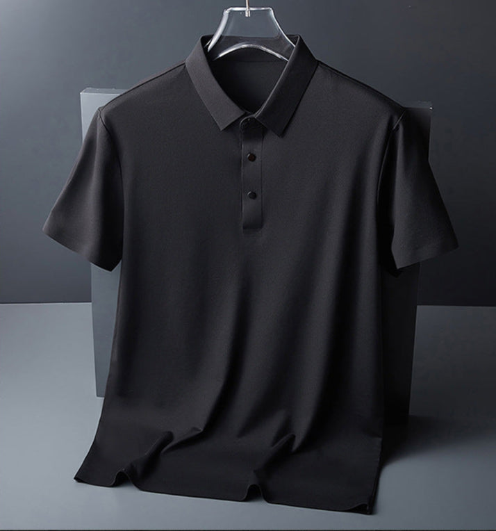 Men's Linen Blend Knit Polo Shirt Premium Short Sleeve Top