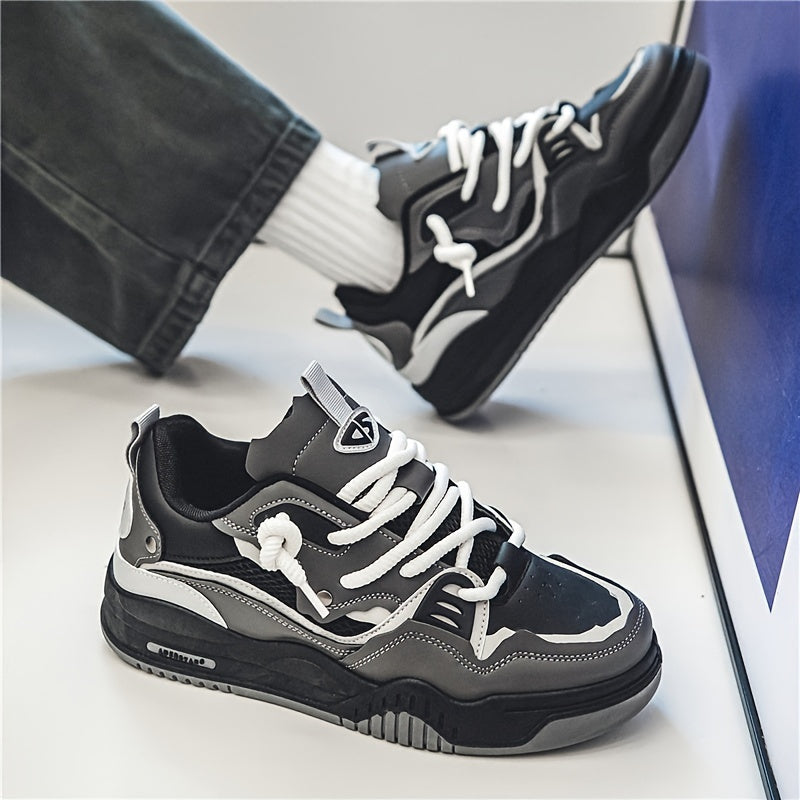 Men's Leather Skate Shoes Chunky Low Top Trainers