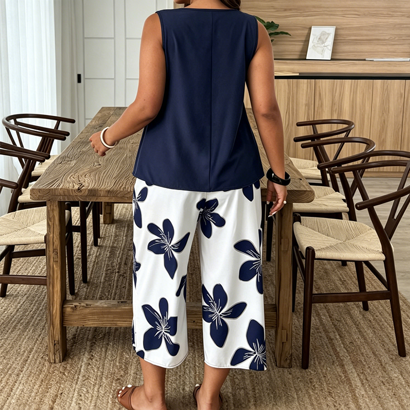 Women’s Linen Asymmetric Top & Capri Co-Ord Set
