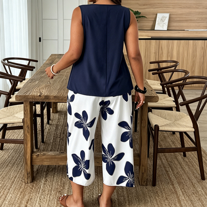 Women’s Linen Asymmetric Top & Capri Co-Ord Set