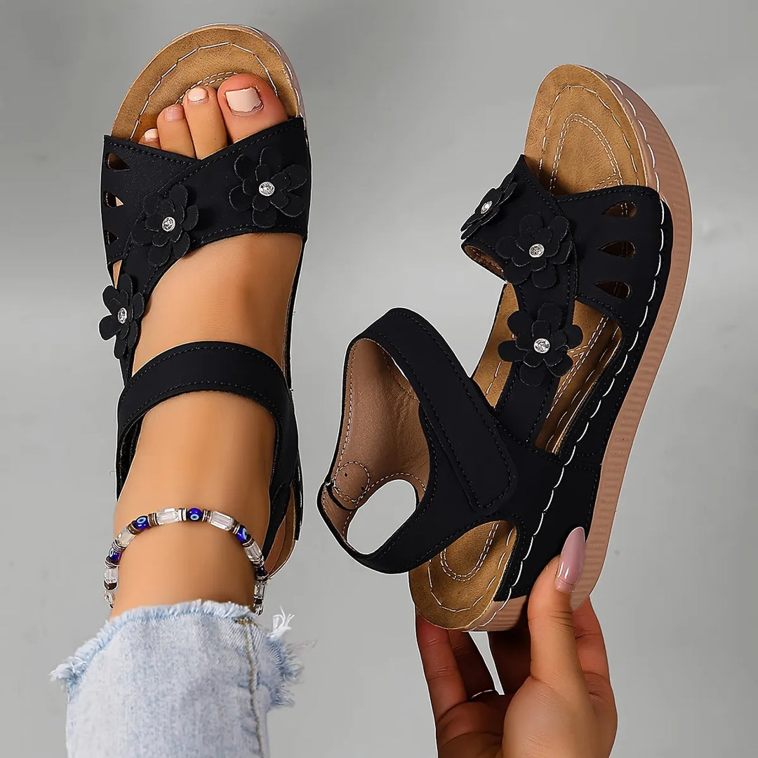 Women's Leather Platform Casual Comfort Wedge Sandals