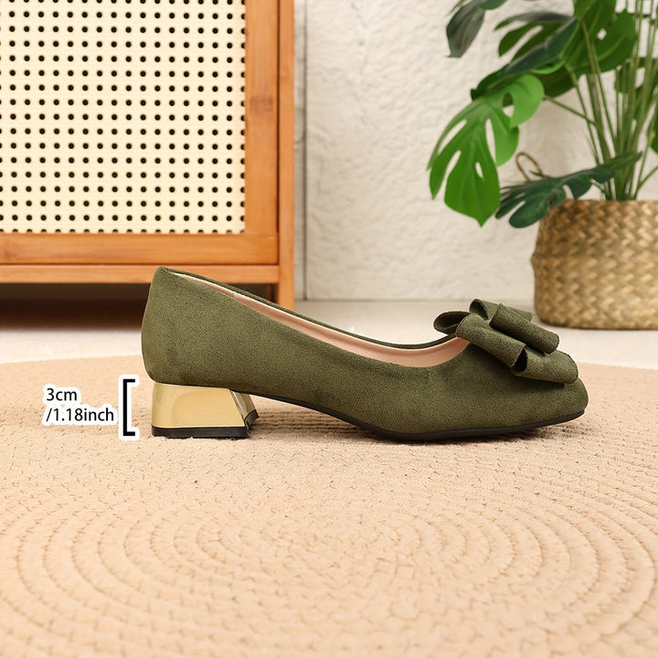 Women's Leather Low Block-Heel Pumps