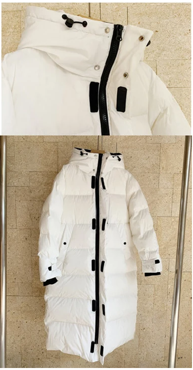 Long Puffer Coat Women's Fleece Hooded Parka