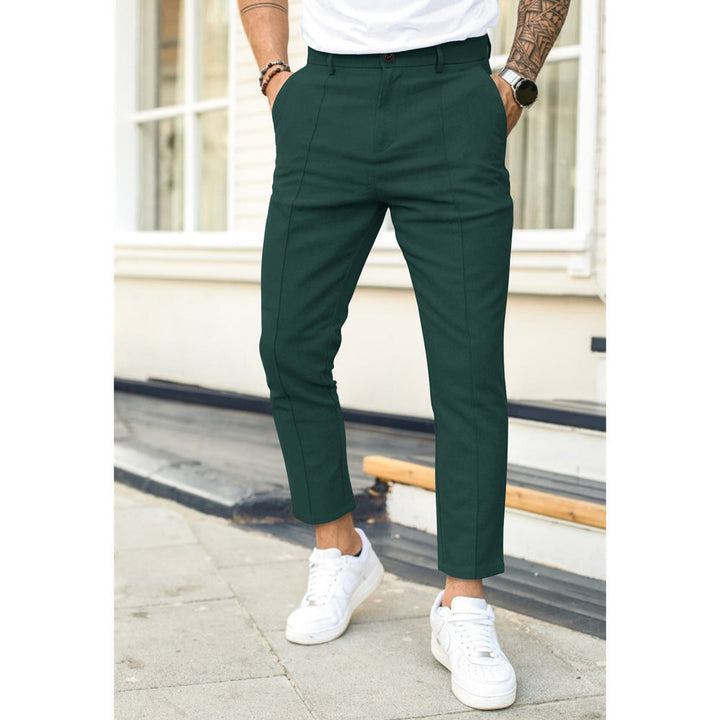 Men's Merino Wool Blend Slim Fit Tapered Dress Trousers