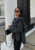 Women's Wool Mix Scarf Jacket Sweater
