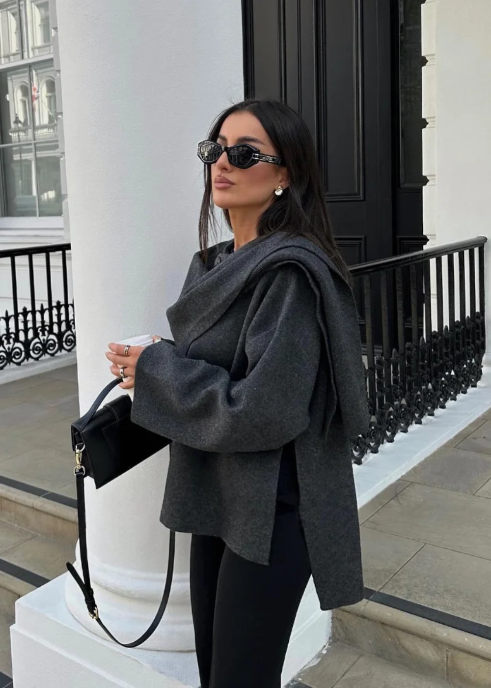 Women's Wool Mix Scarf Jacket Sweater