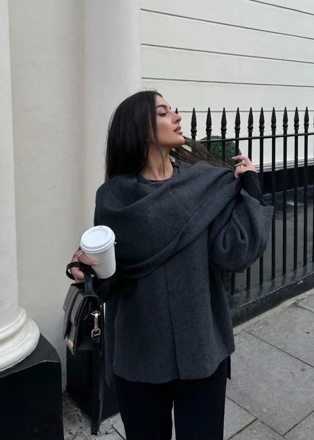 Women's Wool Mix Scarf Jacket Sweater