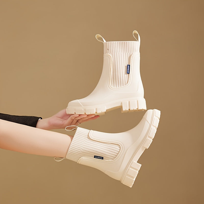 Women's Waterproof Rubber Wedge Chelsea Boots
