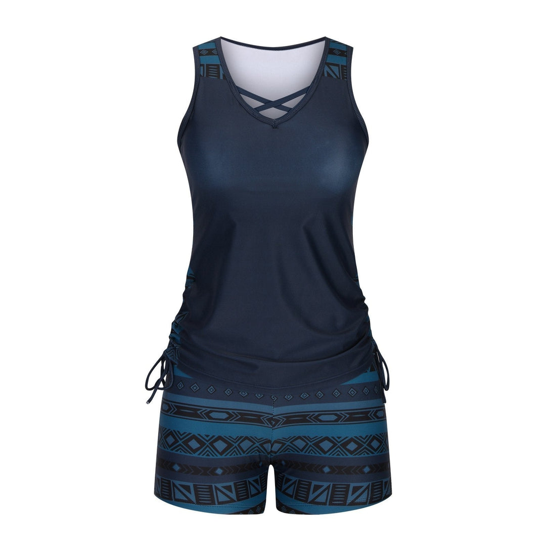 Women's Nylon Tankini Swimsuit Swimwear Set Tank Top with Board Shorts'