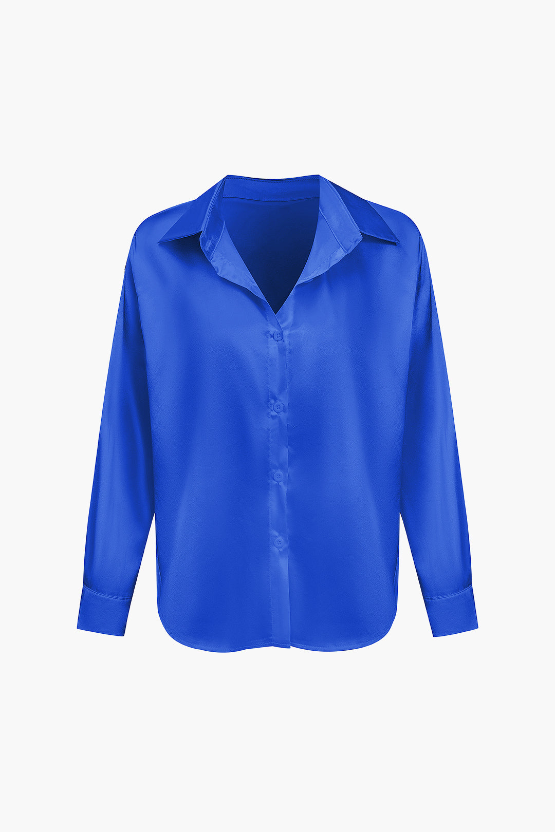 Women's Silk Satin Button Up Shirt Long Sleeve Blouse