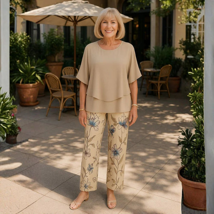 Women's Linen Two Piece Trouser Set Relaxed Fit Elegant Ladies Co-ord