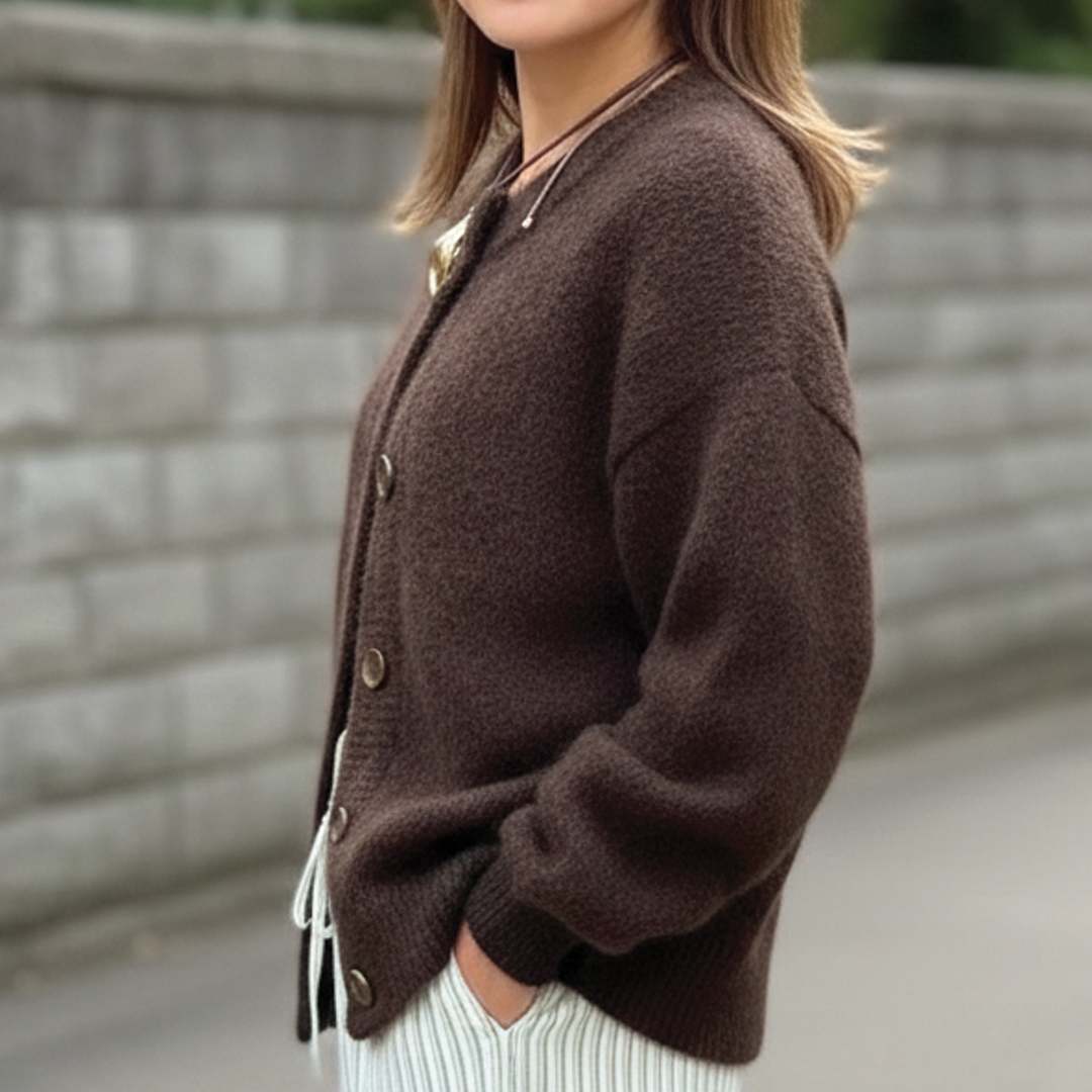 Women's Merino Wool Blend Cardigan Sweater Long Sleeve Tops
