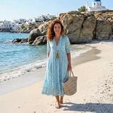 Women's Linen Maxi Tunic Kaftan Boho Beach Dress