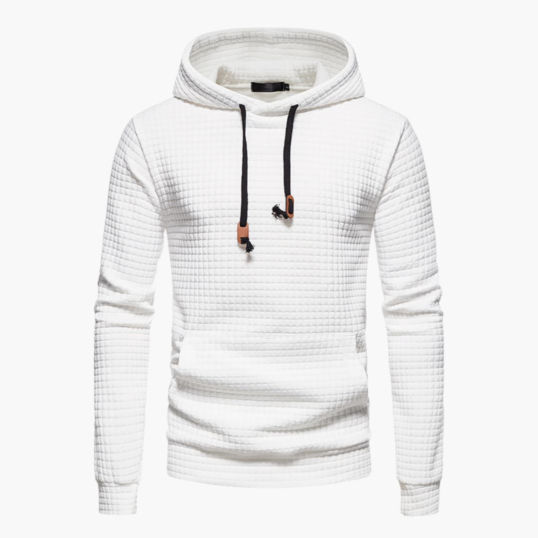 Men's Fleece Hoodie Waffle Knit Pullover Sweatshirt