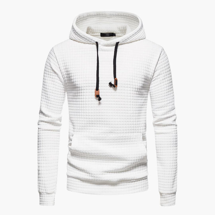 Men's Fleece Hoodie Waffle Knit Pullover Sweatshirt
