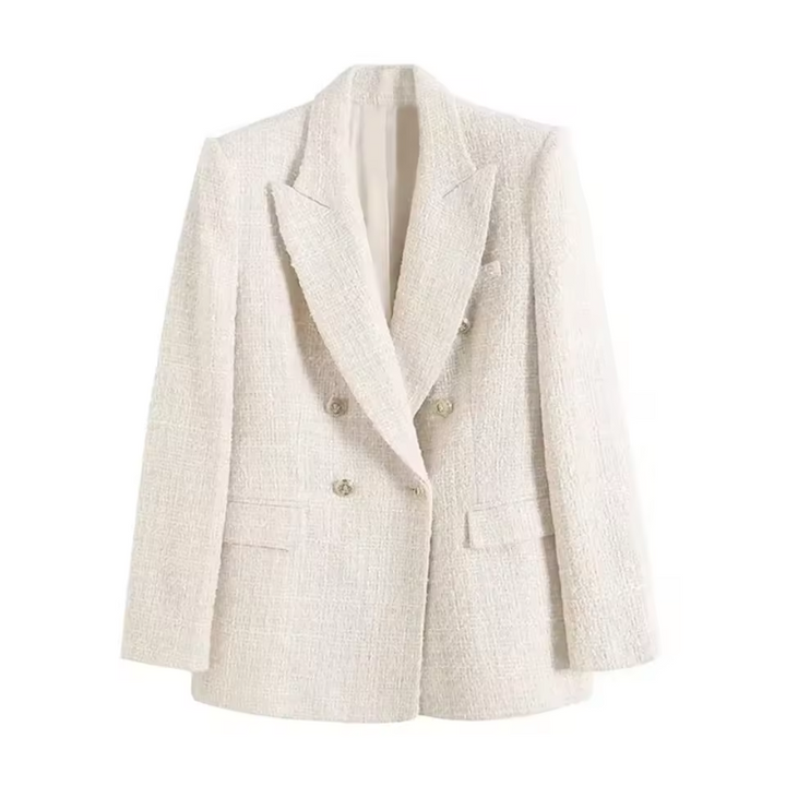 Women's Wool Mix Double Breasted Blazer Tailored Jacket