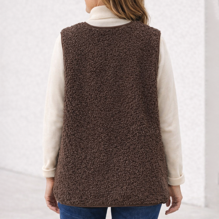 Women's Fleece Gilet Sherpa Teddy Vest Jacket Sleeveless Coat