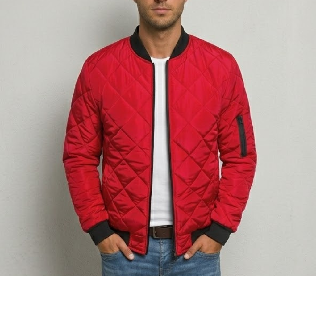Men's Quilted Fleece Bomber Jacket Premium Transitional Outerwear