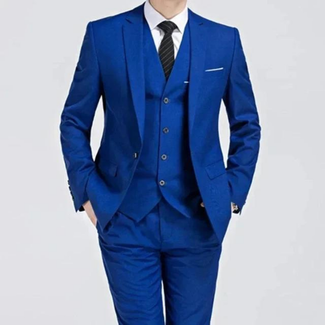 Men's Wool Mix 3 Piece Slim Fit Wedding Business Suit