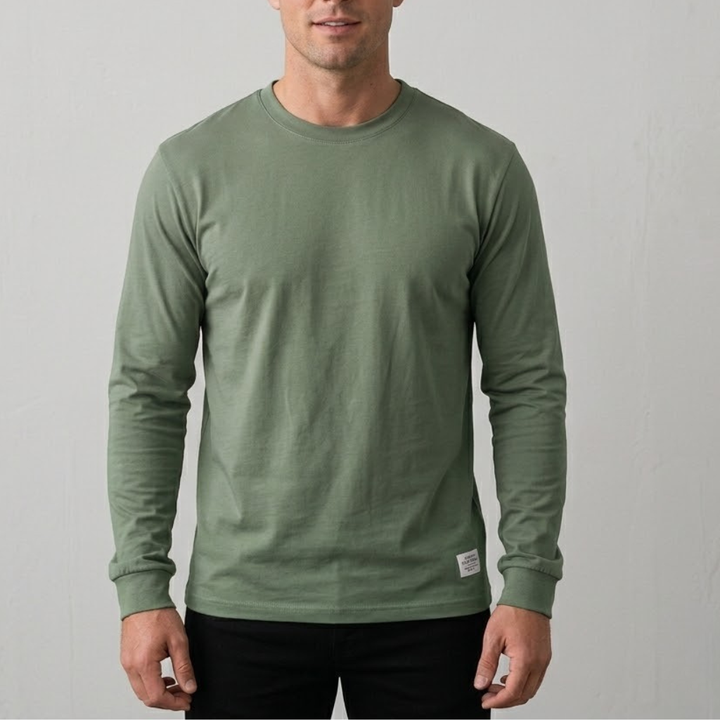 Wool Men's Long Sleeve Crew Neck Shirt