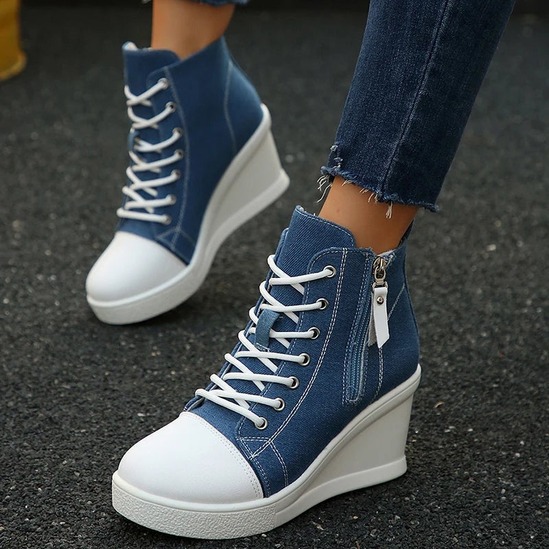 Women’s Canvas Platform Hidden-Wedge Sneakers