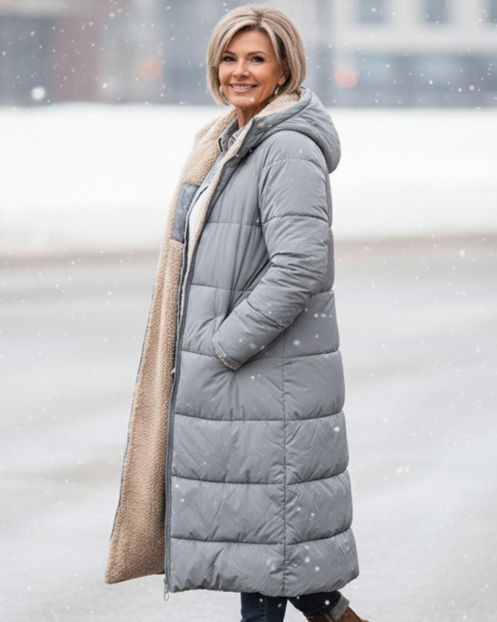 Women’s Long Hooded Fleece-Lined Puffer Coat