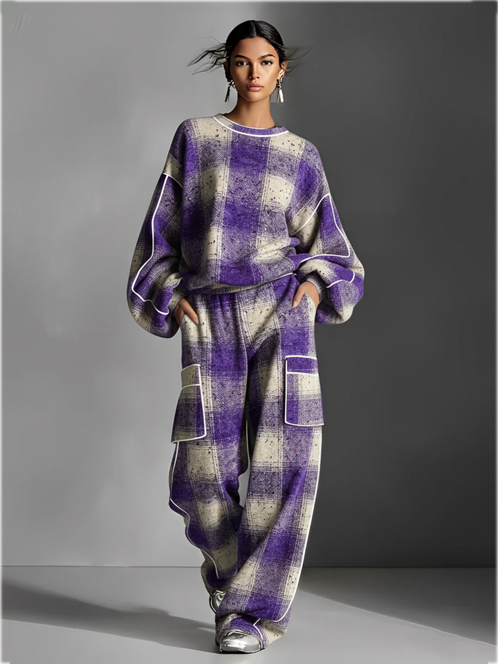 Women's Fleece Lounge Set Oversized Sweater and Pants Outfit