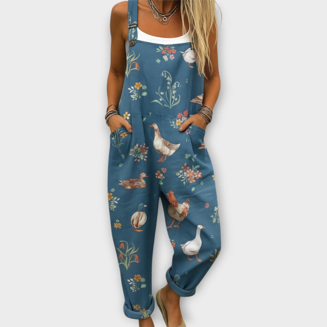 Salopette ample en denim pour femme, combinaison baggy à bretelles